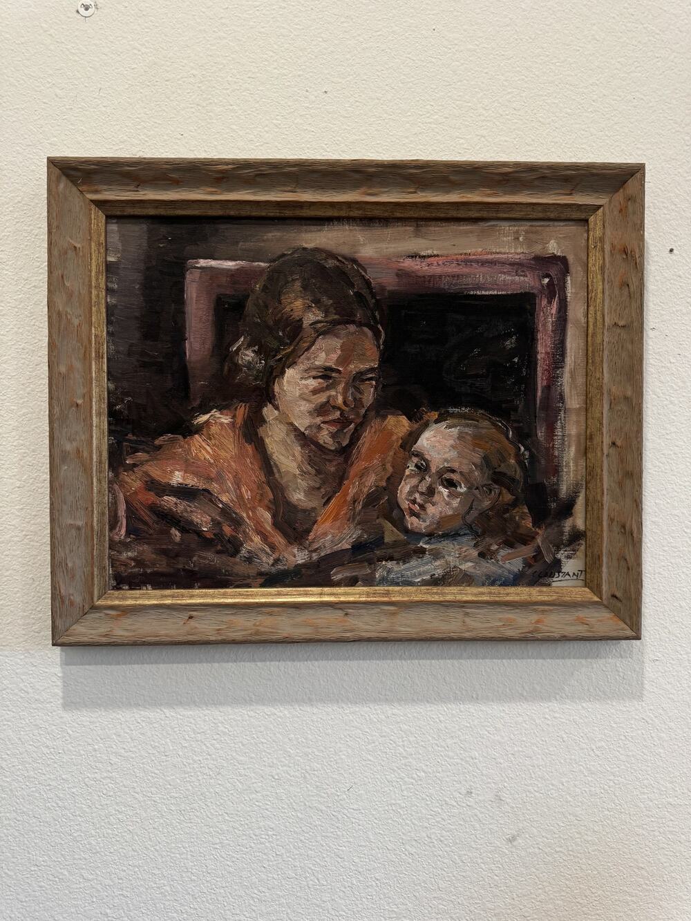 George Constant Original Oil Painting Mother & Child 1919-20 Signed Framed 17x22